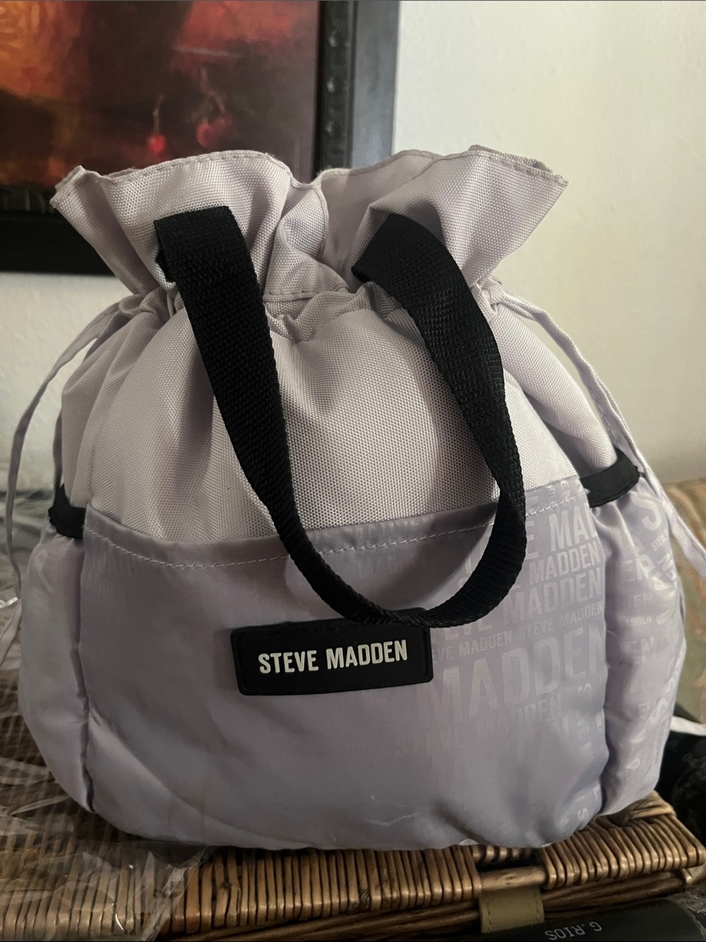 Steve Madden grayish lavenders Drawstring Lunch Tote with storage  container